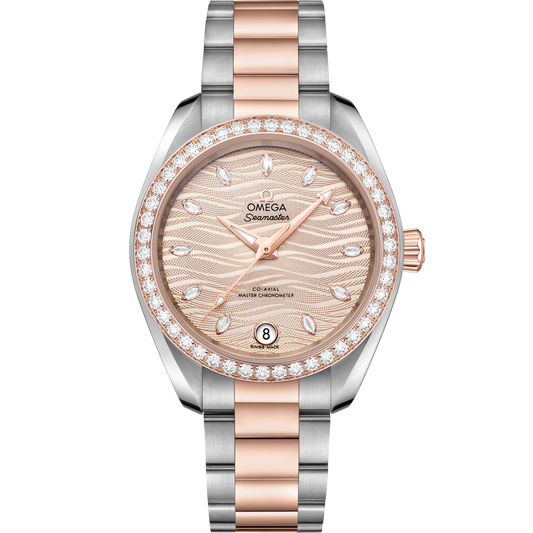 Omega Seamaster Aqua Terra 150M 34 mm Grey Dial with Diamonds Stainless Steel and Sedna™ 18k Rose Gold Bracelet 220.25.34.20.59.001