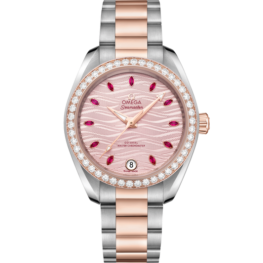 Omega Seamaster Aqua Terra 150M 34 mm Pink Dial with Diamonds Stainless Steel and Sedna™ 18k Rose Gold Bracelet 220.25.34.20.60.001