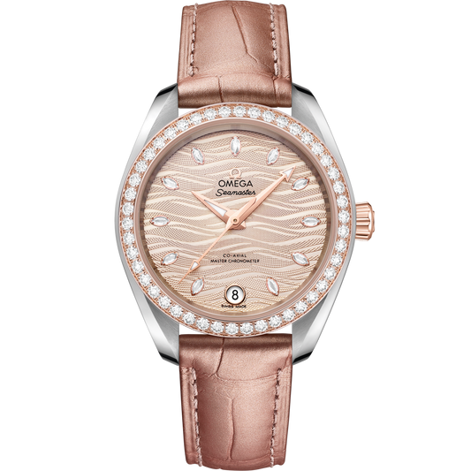 Omega Seamaster Aqua Terra 150M 34 mm Grey Dial with Diamonds Stainless Steel and Sedna™ 18k Rose Gold Strap 220.28.34.20.59.001