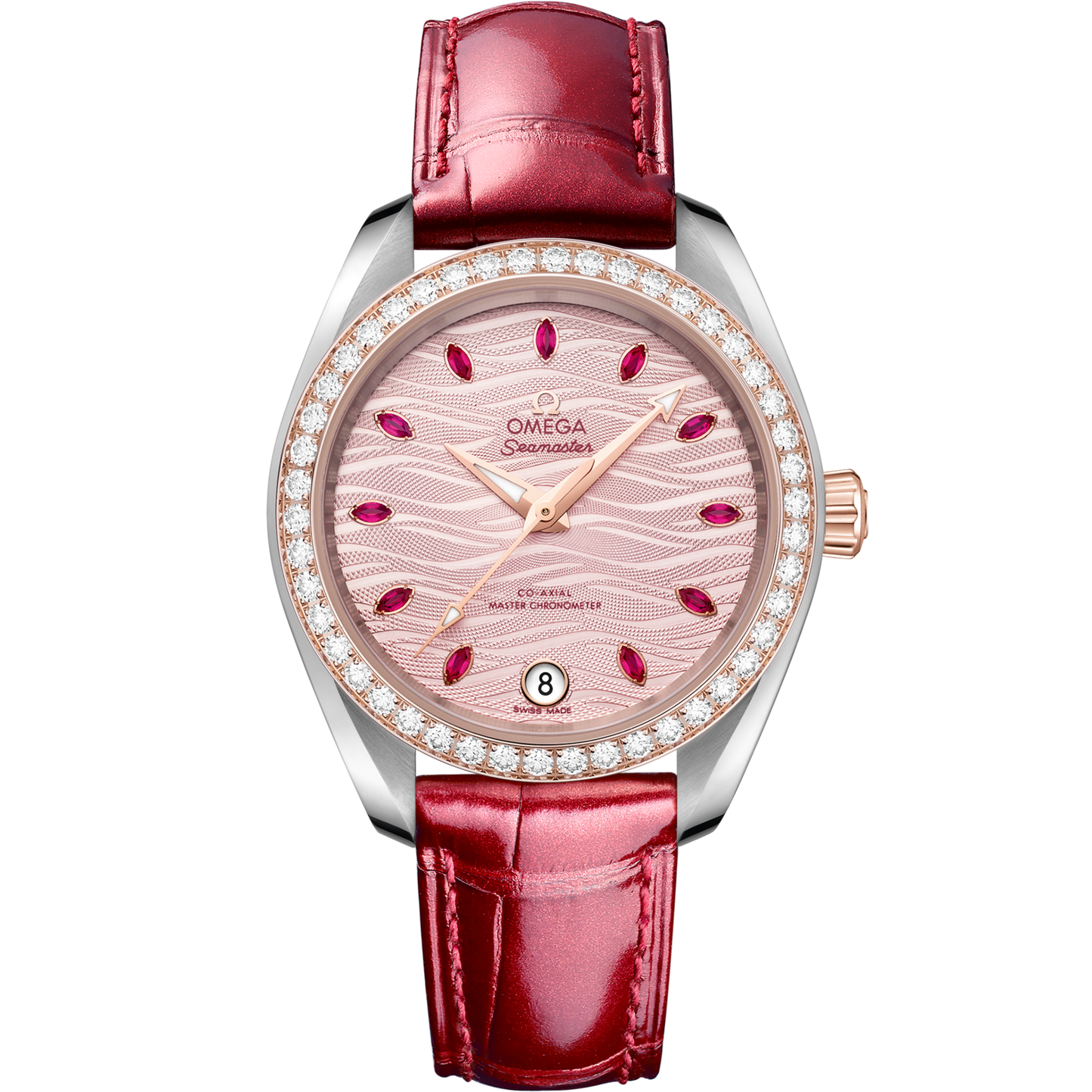 Omega Seamaster Aqua Terra 150M 34 mm Pink Dial with Diamonds Stainless Steel and Sedna™ 18k Rose Gold Strap 220.28.34.20.60.001