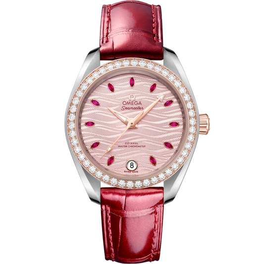 Omega Seamaster Aqua Terra 150M 34 mm Pink Dial with Diamonds Stainless Steel and Sedna™ 18k Rose Gold Strap 220.28.34.20.60.001