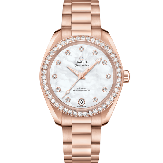 Omega Seamaster Aqua Terra 150M 34 mm White Dial with Diamonds Sedna™ 18k Rose Gold Bracelet 220.55.34.20.55.001