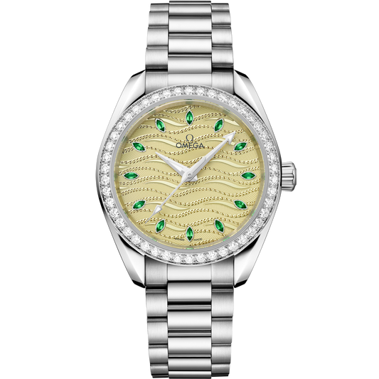 Omega Seamaster Aqua Terra 150M 34 mm Green Dial with Diamonds Canopus Gold™ Bracelet 220.55.34.20.60.002