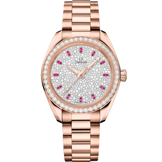 Omega Seamaster Aqua Terra 150M 34 mm Pink Dial with Diamonds Sedna™ 18k Rose Gold Bracelet 220.55.34.20.99.007