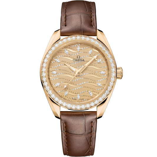 Omega Seamaster Aqua Terra 150M 34 mm Yellow Dial with Diamonds Moonshine™ 18k Yellow Gold Strap 220.58.34.20.99.008