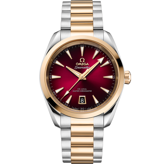 OMEGA Seamaster Aqua Terra 41 mm Red Dial Stainless Steel and Sedna™ 18k Yellow Gold Bracelet 220.20.38.20.10.002