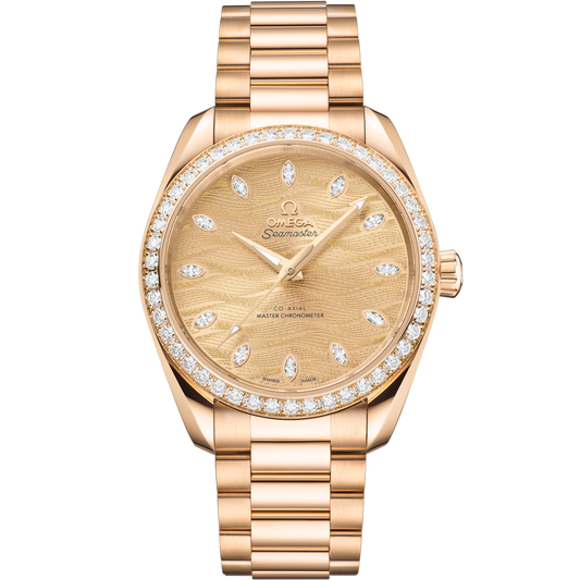 Omega Seamaster Aqua Terra 150M 38 mm Yellow Dial  Moonshine™ 18k Rose Gold Bracelet 220.55.38.20.99.002
