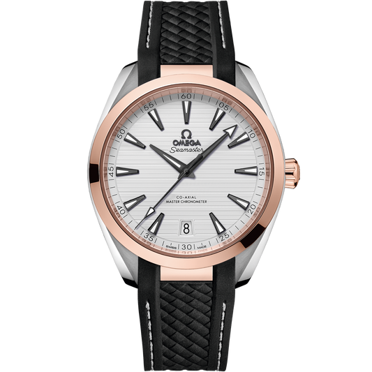 OMEGA Seamaster Aqua Terra 41 mm   Silver Dial Stainless Steel and Sedna™ 18k Rose Gold Strap 220.22.41.21.02.001