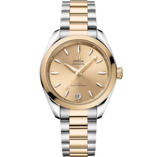Omega Seamaster Aqua Terra Shades 34 mm Yellow Dial Stainless Steel and  Moonshine™ 18k Yellow Gold Bracelet 220.20.34.20.08.001