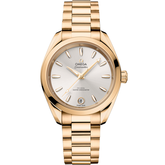 Omega Seamaster Aqua Terra Shades 34 mm Silver Dial Moonshine™ 18k Yellow Gold Bracelet 220.50.34.20.02.001