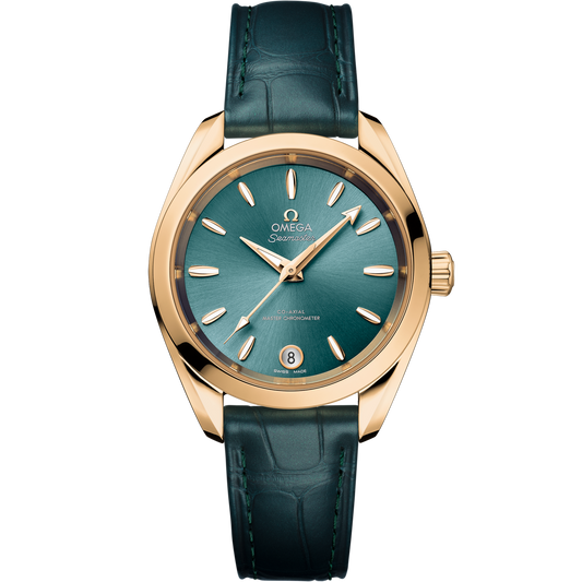 Omega Seamaster Aqua Terra Shades 34 mm Lagoon green Dial Moonshine™ 18k Yellow Gold Strap 220.53.34.20.10.001