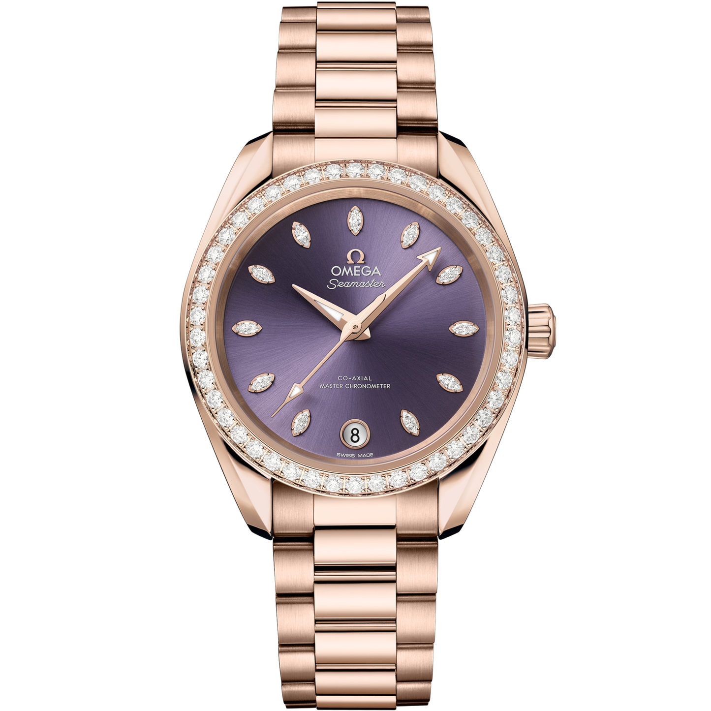 Omega Seamaster Aqua Terra Shades 34 mm Lavender Dial with Diamonds Sedna™ 18k Rose Gold Bracelet 220.55.34.20.60.001