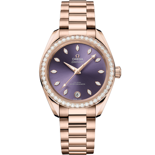 Omega Seamaster Aqua Terra Shades 34 mm Lavender Dial with Diamonds Sedna™ 18k Rose Gold Bracelet 220.55.34.20.60.001