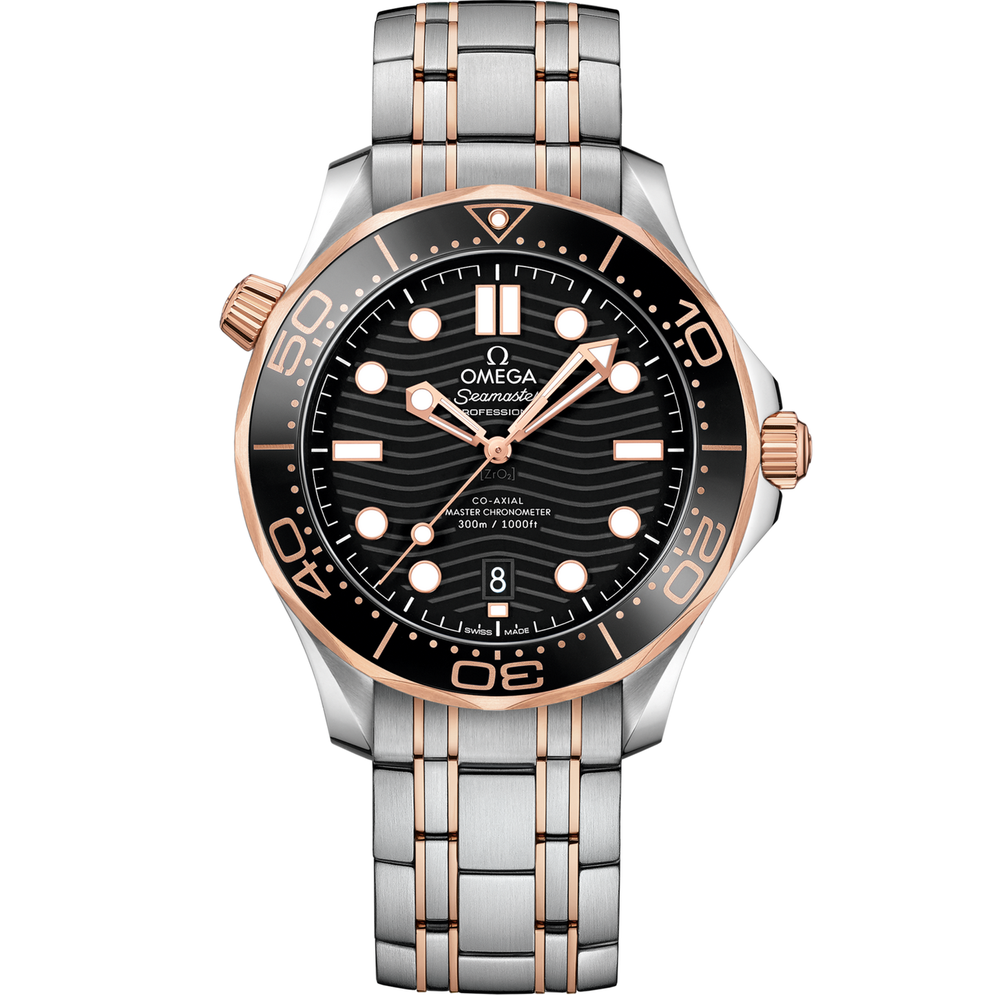 Omega Seamaster Diver 300M 42 mm Black Dial Stainless Steel and Sedna™ 18k Rose Gold Bracelet 210.20.42.20.01.001