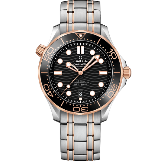 Omega Seamaster Diver 300M 42 mm Black Dial Stainless Steel and Sedna™ 18k Rose Gold Bracelet 210.20.42.20.01.001