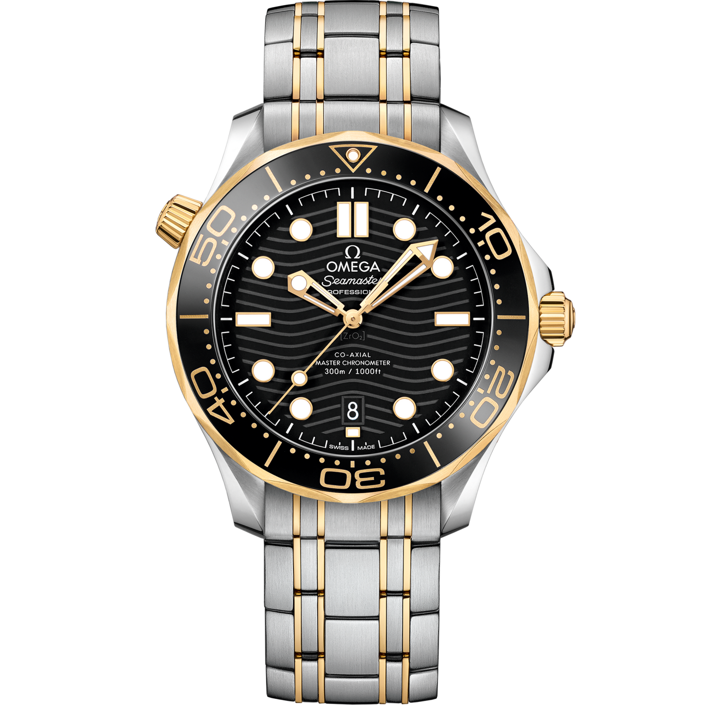 Omega Seamaster Diver 300M 42 mm Black Dial Stainless Steel 18k Yellow Gold Bracelet 210.20.42.20.01.002