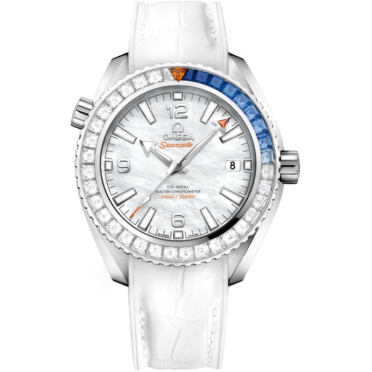 Omega Seamaster Planet Ocean 600M 39.5 mm White Dial with Diamonds White gold Strap 215.58.40.20.05.001