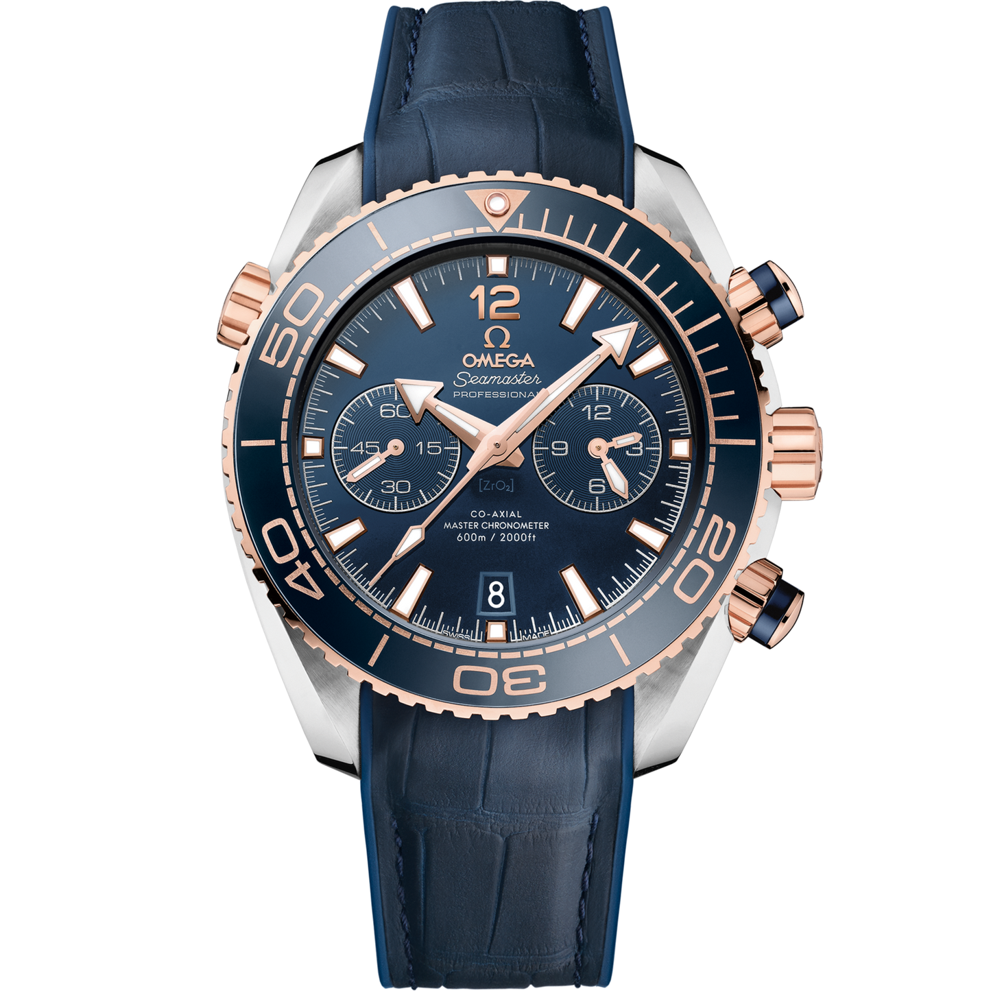 Omega Seamaster Planet Ocean 600M 45.5 mm Blue Dial Stainless Steel and Sedna™ 18k Rose Gold Strap 215.23.46.51.03.001