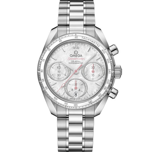 Omega Speedmaster 38  White Dial  38 mm Stainless Steel  Bracelet 324.30.38.50.55.001