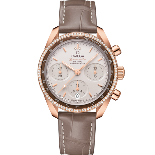 Omega Speedmaster 38 Silver Dial with Diamonds 38 mm Sedna™18k Rose Gold Strap 324.68.38.50.02.003