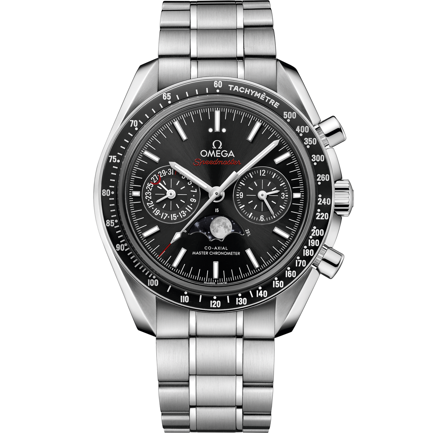 Omega Speedmaster  Moonphase  Black Dial 44.25 mm  Stainless Steel Bracelet 304.30.44.52.01.001