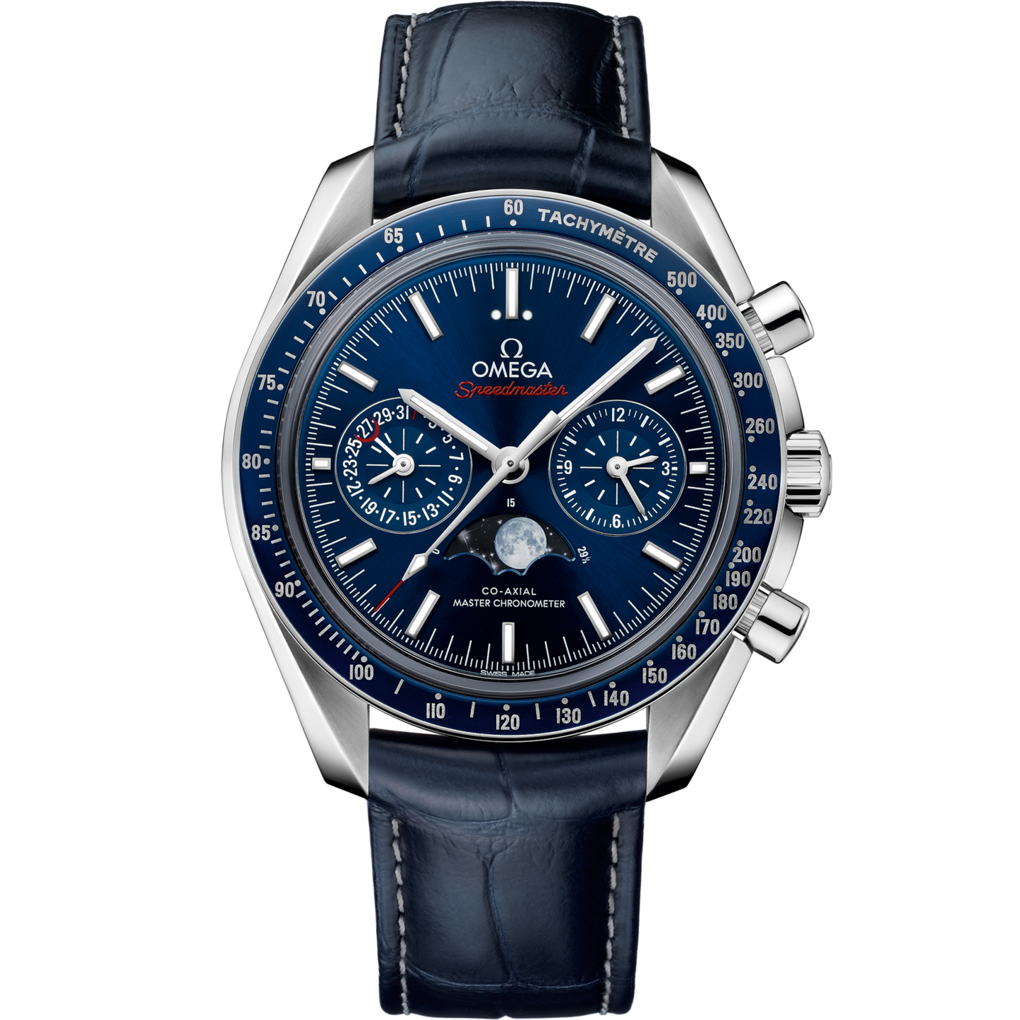 Omega Speedmaster  Moonphase  Blue Dial 44.25 mm  Stainless Steel Strap 304.33.44.52.03.001