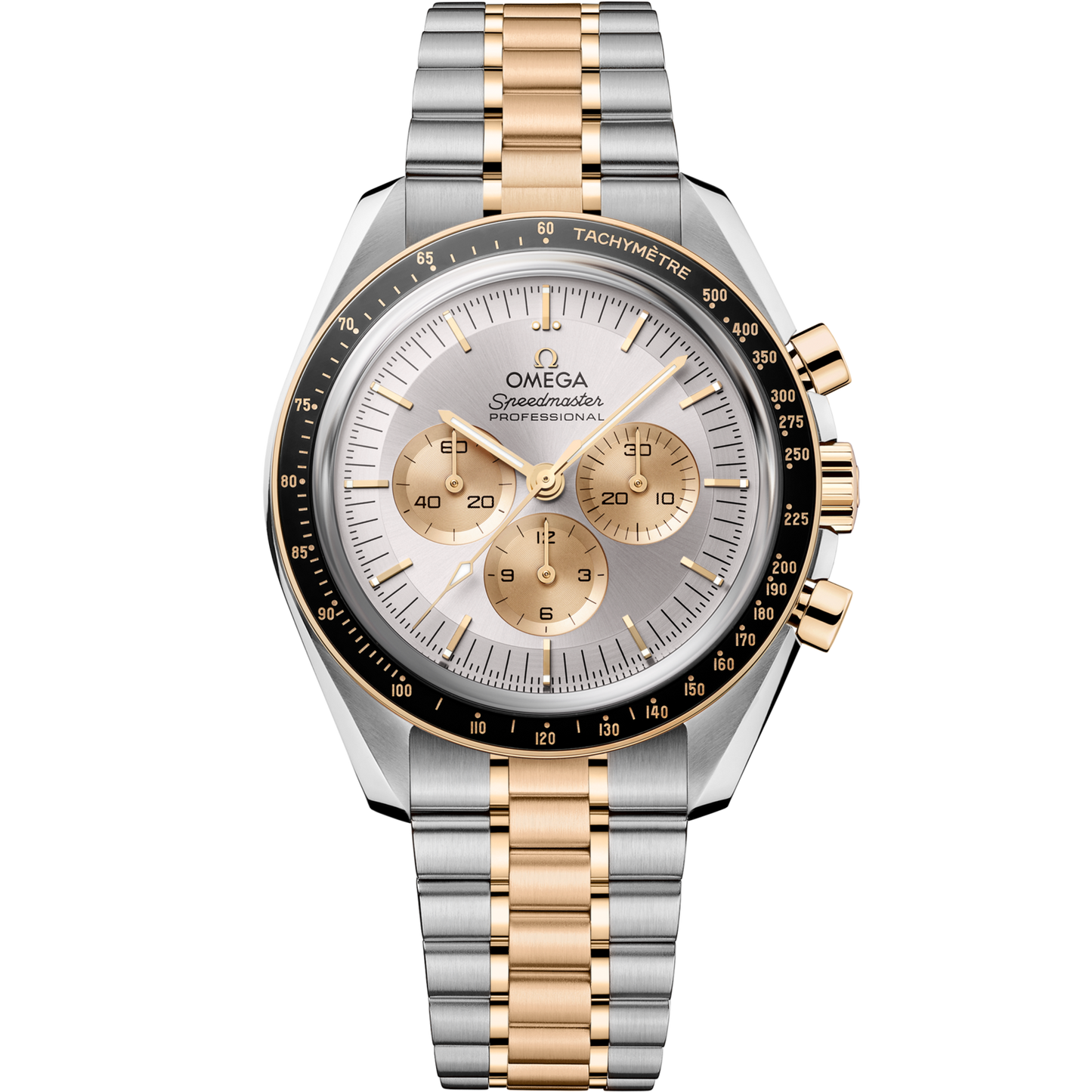 Omega Speedmaster Moonwatch Professional 42 mm Silver Dial Stainless Steel and Moonshine™ 18k Yellow Gold Bracelet 310.20.42.50.02.001