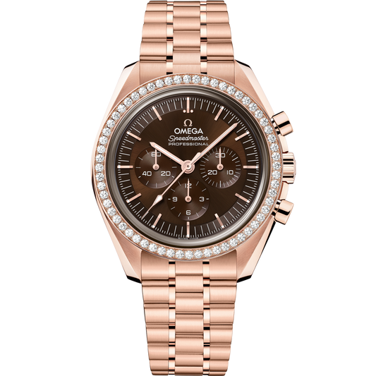 Omega Speedmaster Moonwatch Professional 42 mm Brown Dial with Diamonds Sedna™ 18k Rose Gold Bracelet 310.55.42.50.13.001