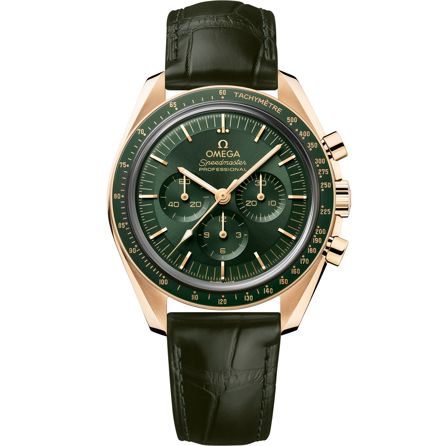 Omega Speedmaster Moonwatch Professional 42 mm Green Dial Moonshine™ 18k Yellow Gold Strap 310.63.42.50.10.001