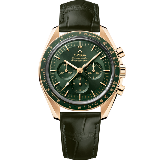 Omega Speedmaster Moonwatch Professional 42 mm Green Dial Moonshine™ 18k Yellow Gold Strap 310.63.42.50.10.001