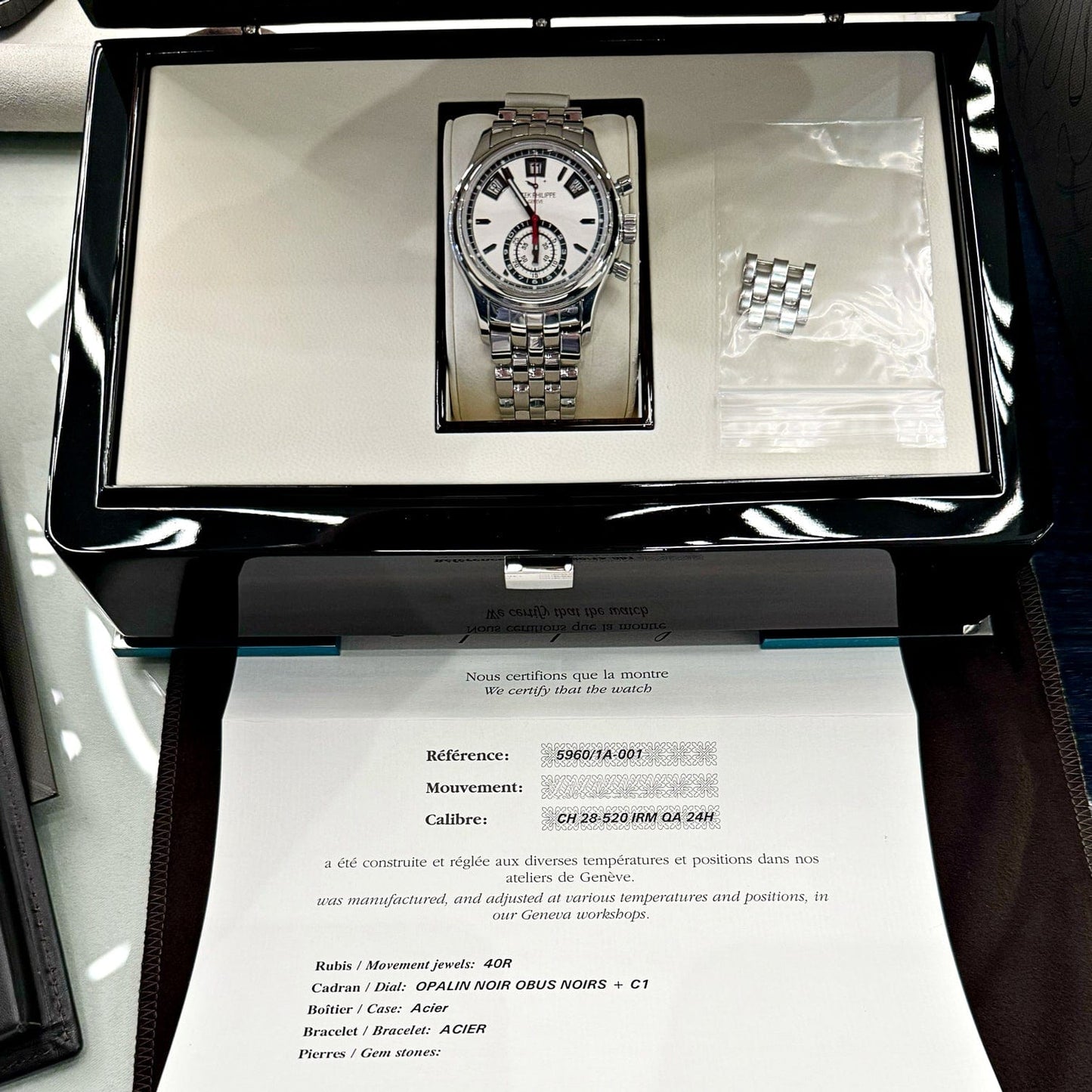 Patek Philippe 5960/1A-001 Annual Calendar Chronograph Stainless Steel White Dial