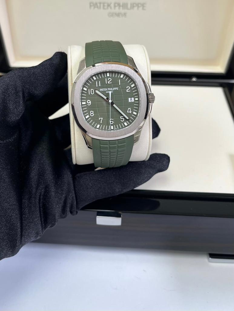 Patek Philippe Aquanaut - White Gold - Khaki Green Embossed Dial (Ref# 5168G-010)