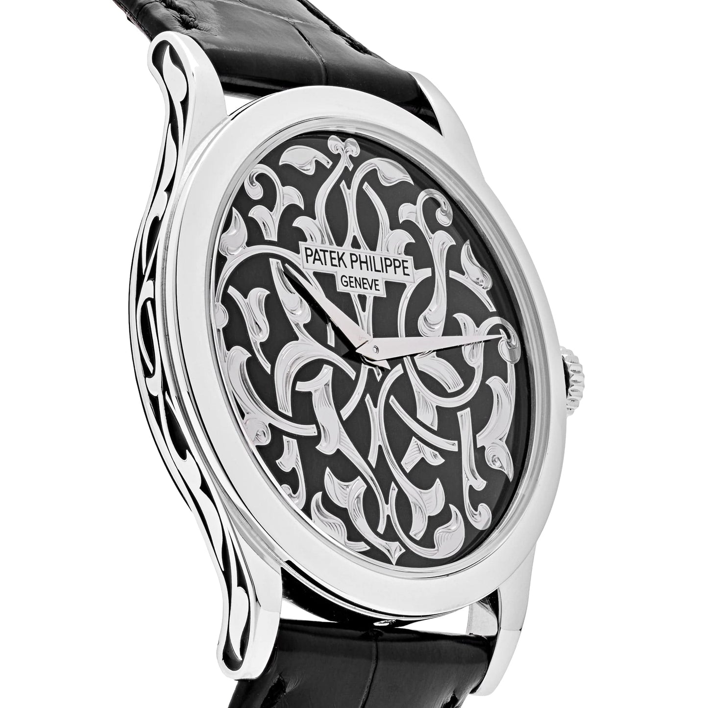 Patek Philippe Calatrava 5088/100P-001 Platinum Engraved Black Dial