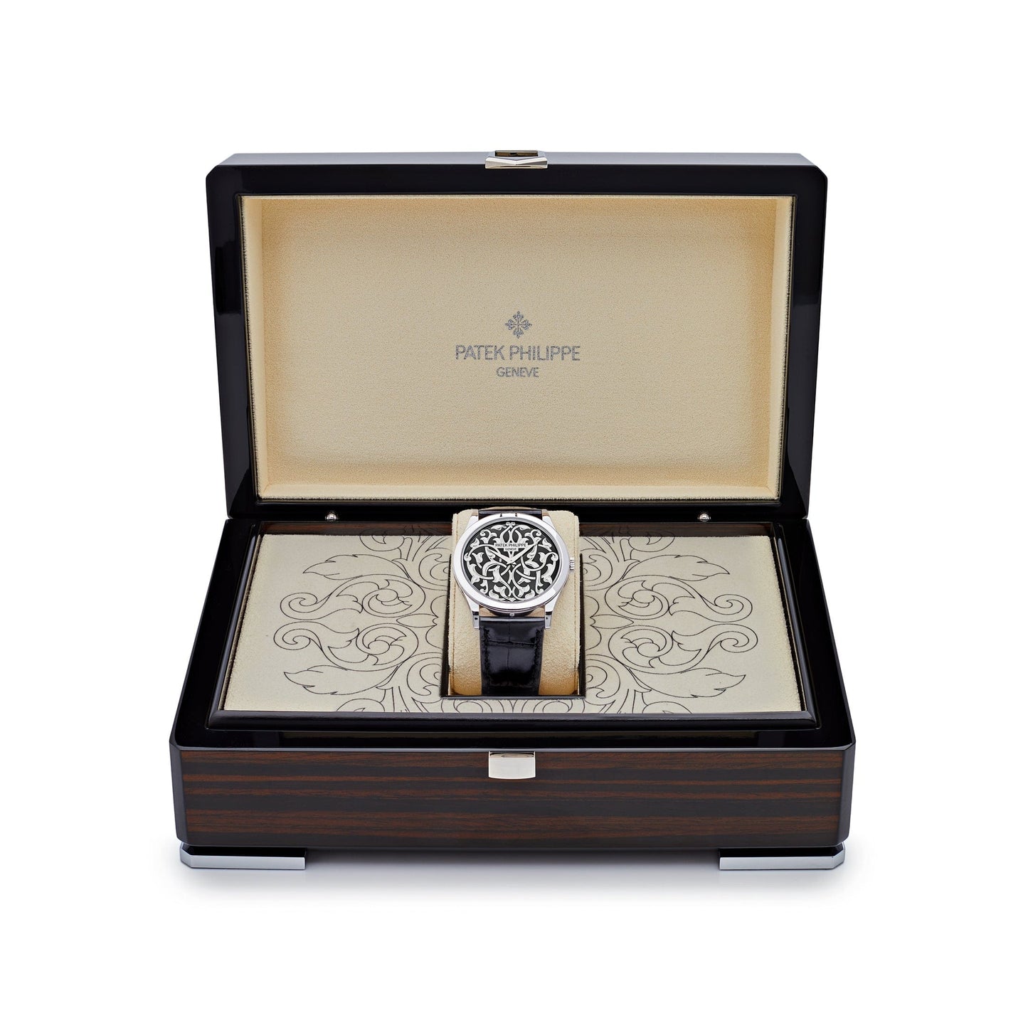 Patek Philippe Calatrava 5088/100P-001 Platinum Engraved Black Dial