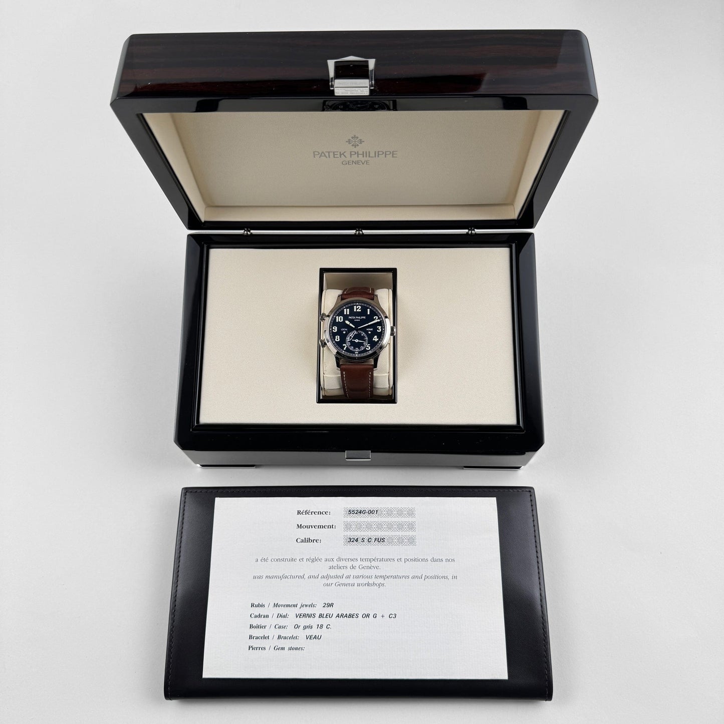 Patek Philippe Calatrava 5524G-001 'Pilot' Travel Time White Gold Blue Dial (2015)