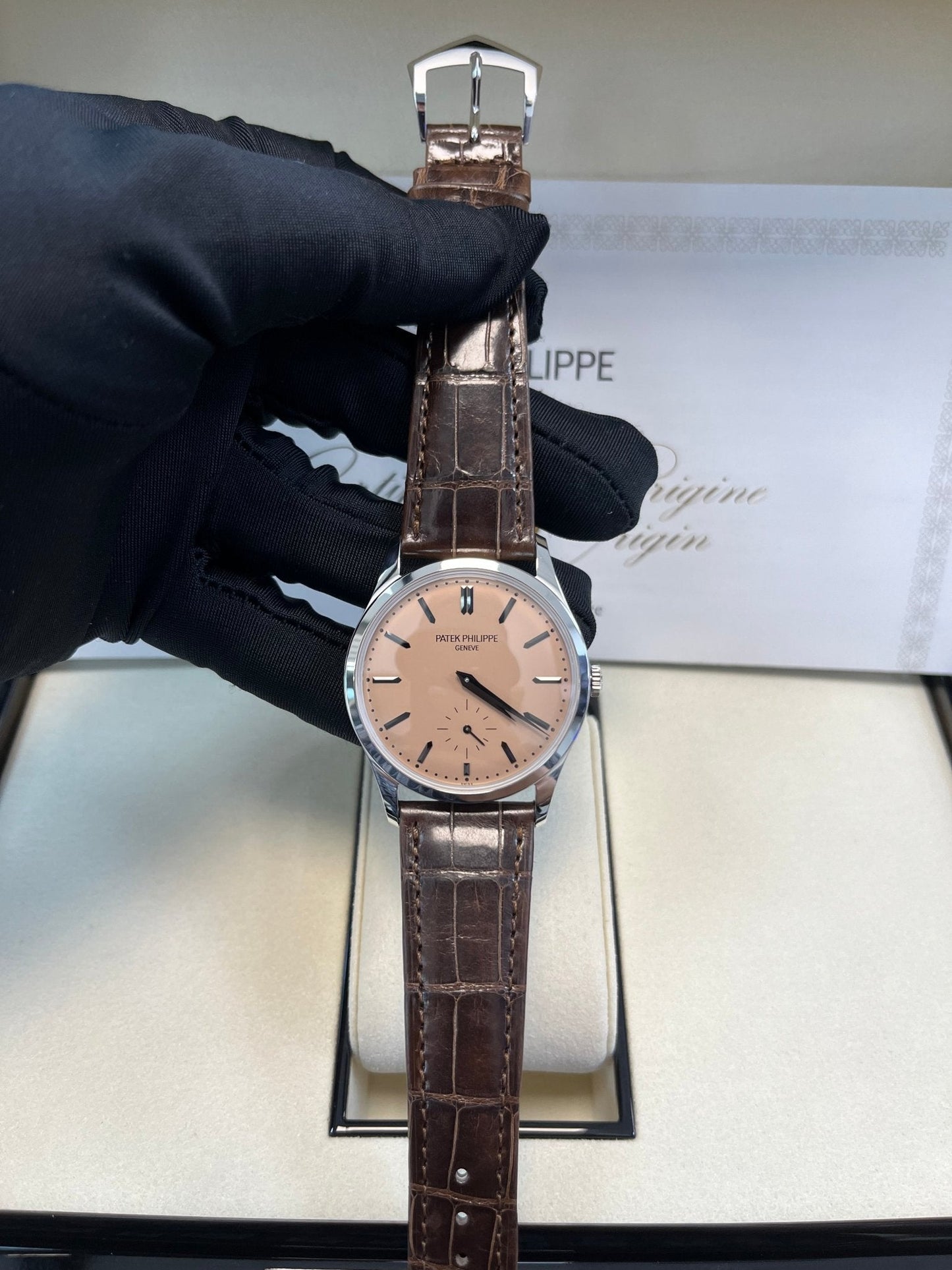 Patek Philippe Calatrava New 2025 Release 6196P Calatrava Salmon Dial Platinum