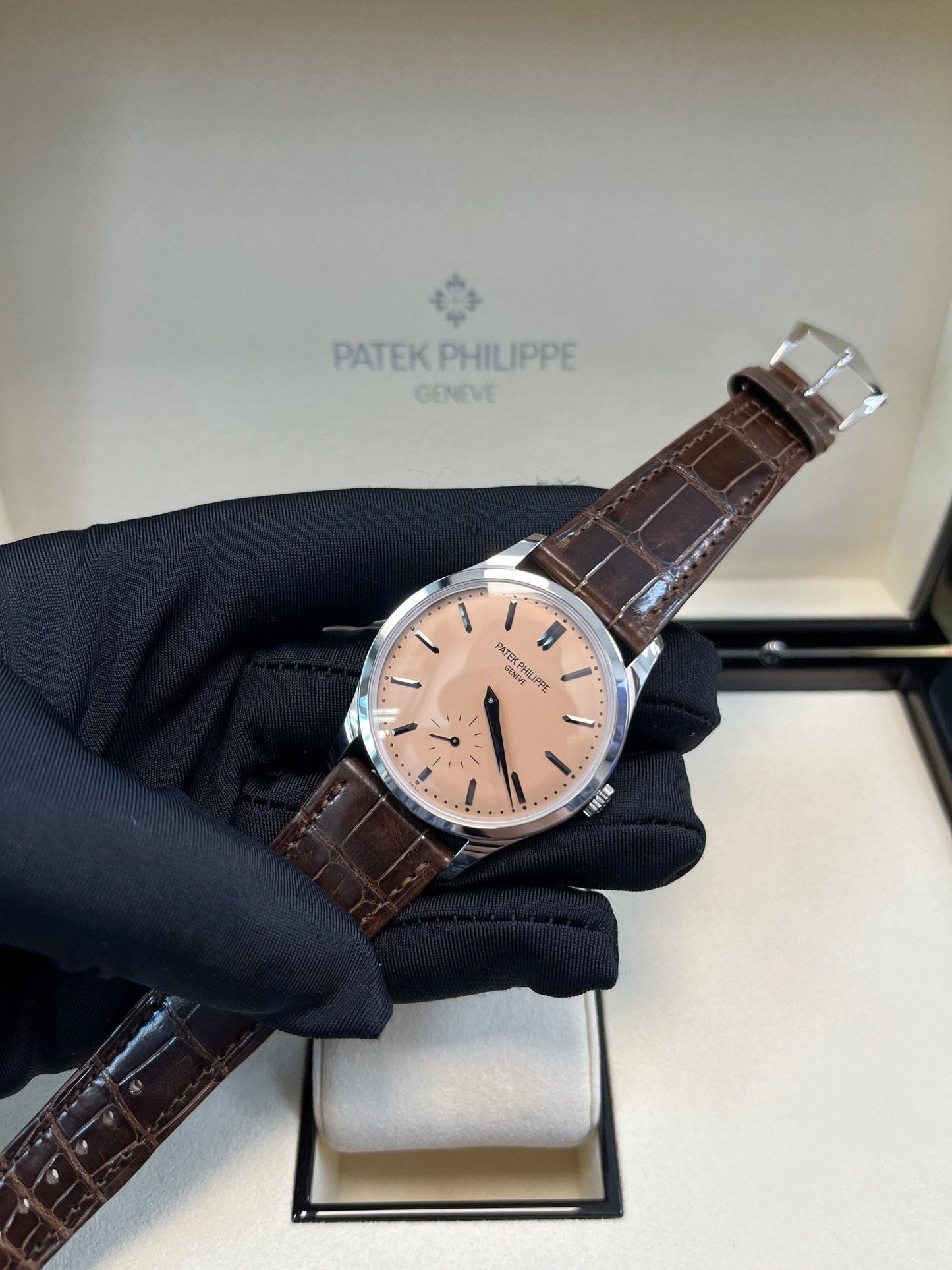 Patek Philippe Calatrava New 2025 Release 6196P Calatrava Salmon Dial Platinum