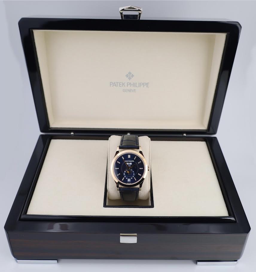 Patek Philippe Complications 38.5 mm Rose Gold Blue Baguette Diamond Dial - 5396R-015