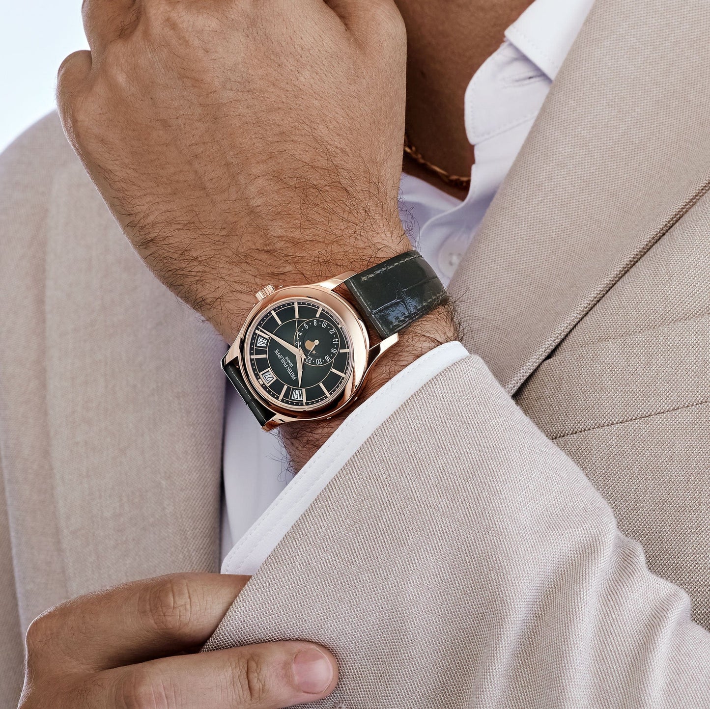 Patek Philippe Complications 5205R-011 Annual Calendar Moon Phases Rose Gold Green Dial (2022)