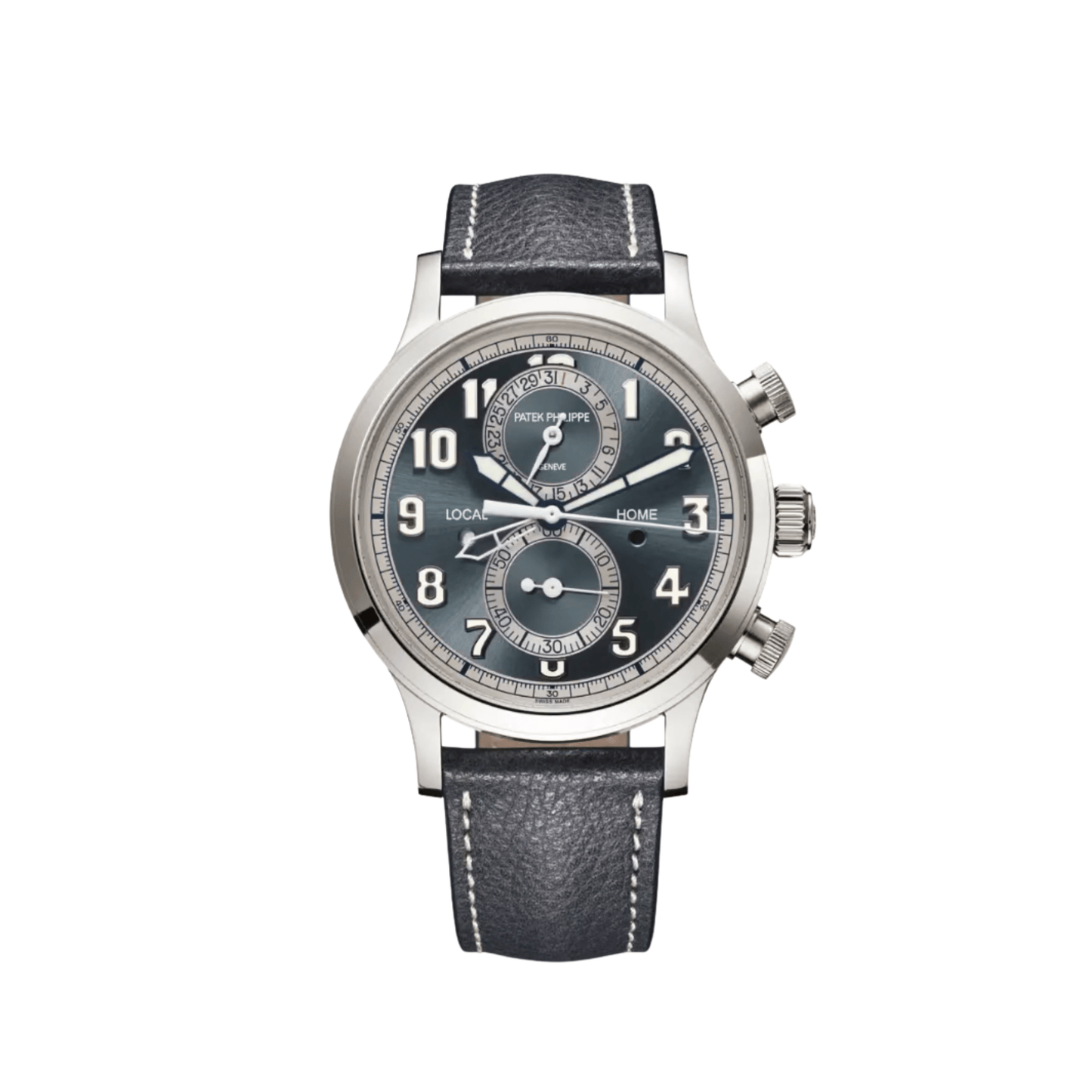 Patek Philippe Complications 5924G-001 Calatrava 'Pilot' Travel Time Flyback Chronograph White Gold Blue-Gray Dial (2025)