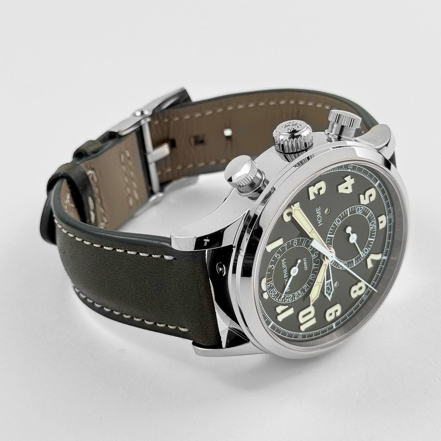 Patek Philippe Complications 5924G-010 Calatrava 'Pilot' Travel Time Chronograph White Gold Green Dial (2023)