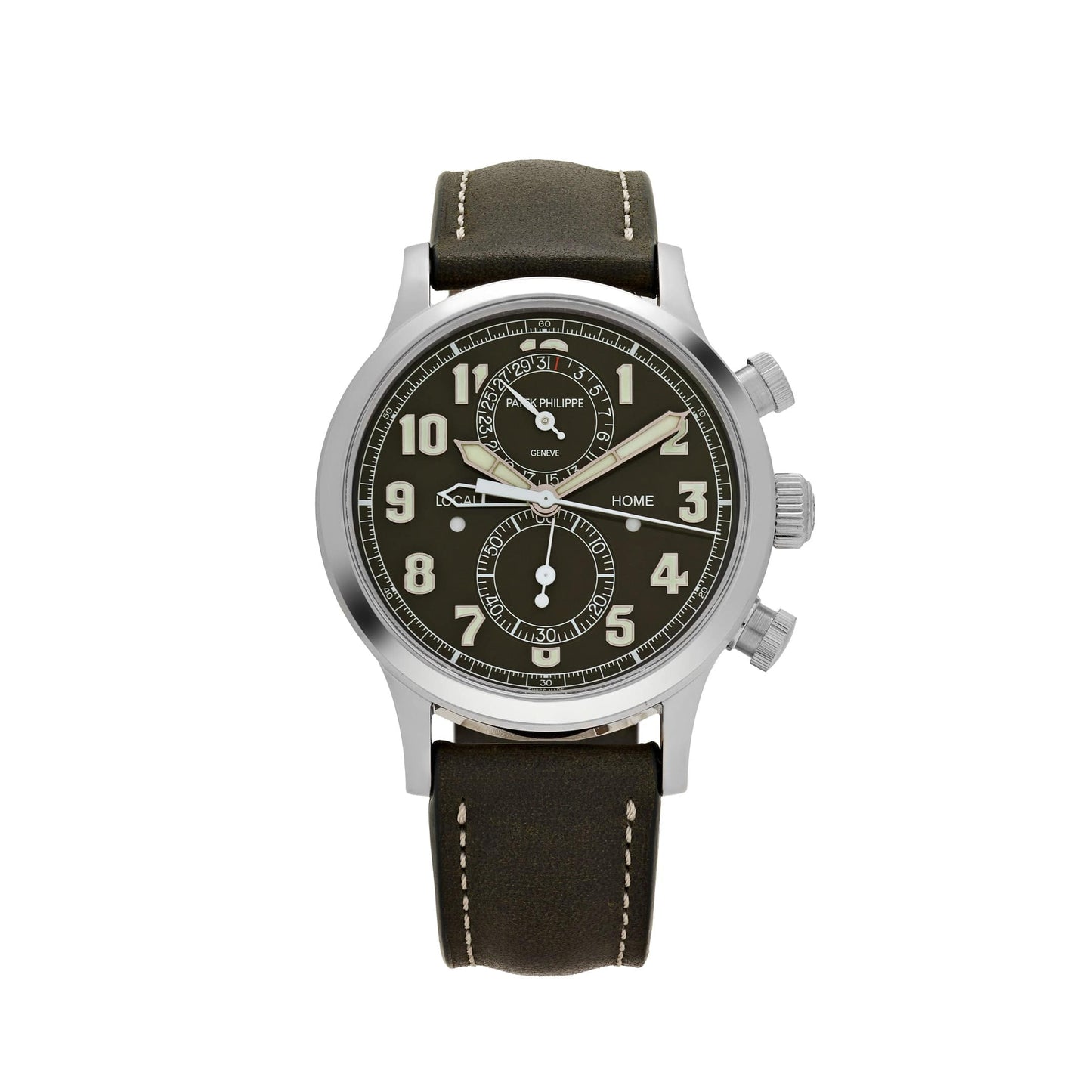 Patek Philippe Complications 5924G-010 Calatrava 'Pilot' Travel Time Chronograph White Gold Green Dial (2023)