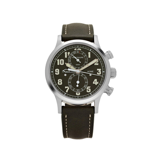 Patek Philippe Complications 5924G-010 Calatrava 'Pilot' Travel Time Chronograph White Gold Green Dial (2023)
