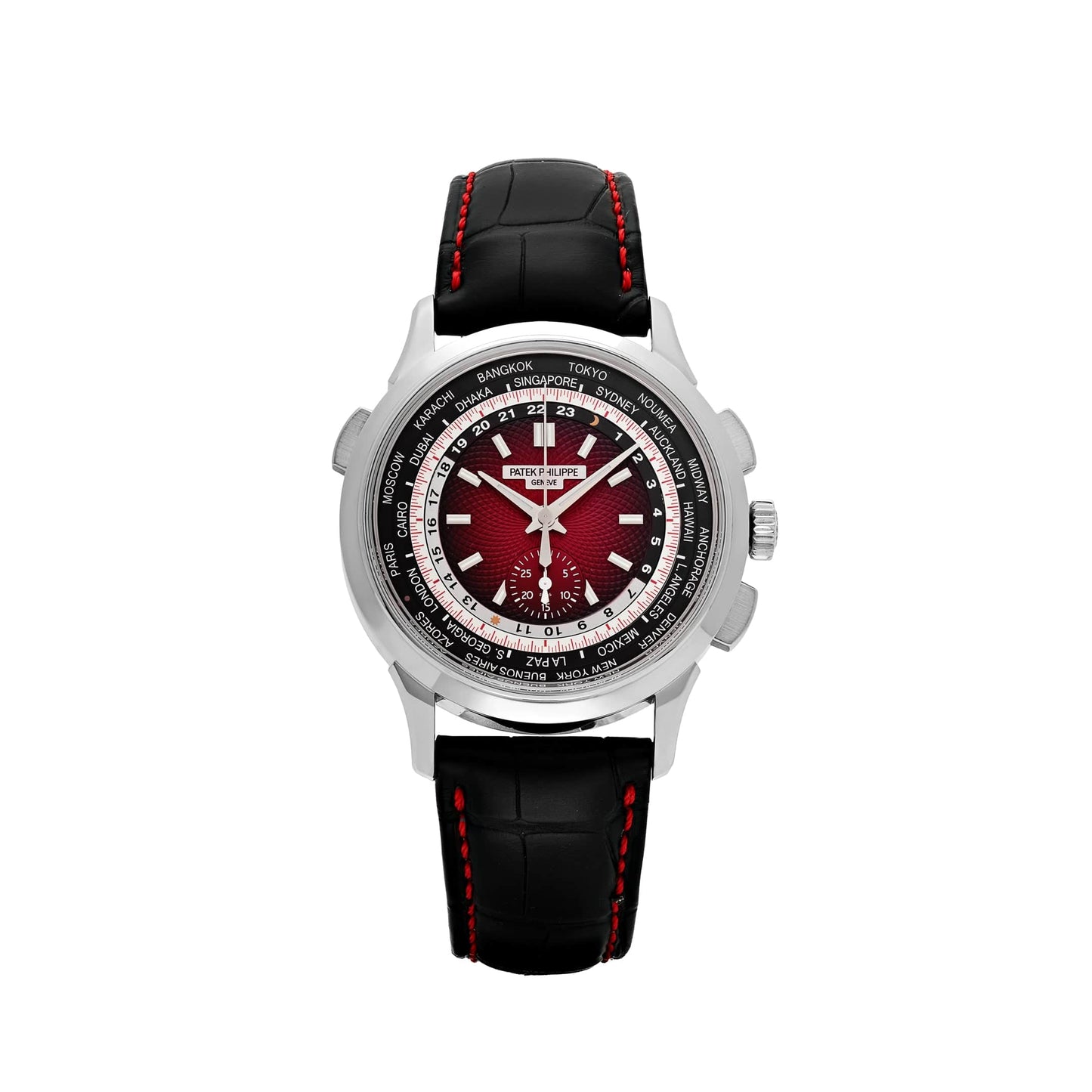 Patek Philippe Complications 5930G-011 ‘Singapore Edition’ World Time Flyback Chronograph White Gold Red Dial (2020)