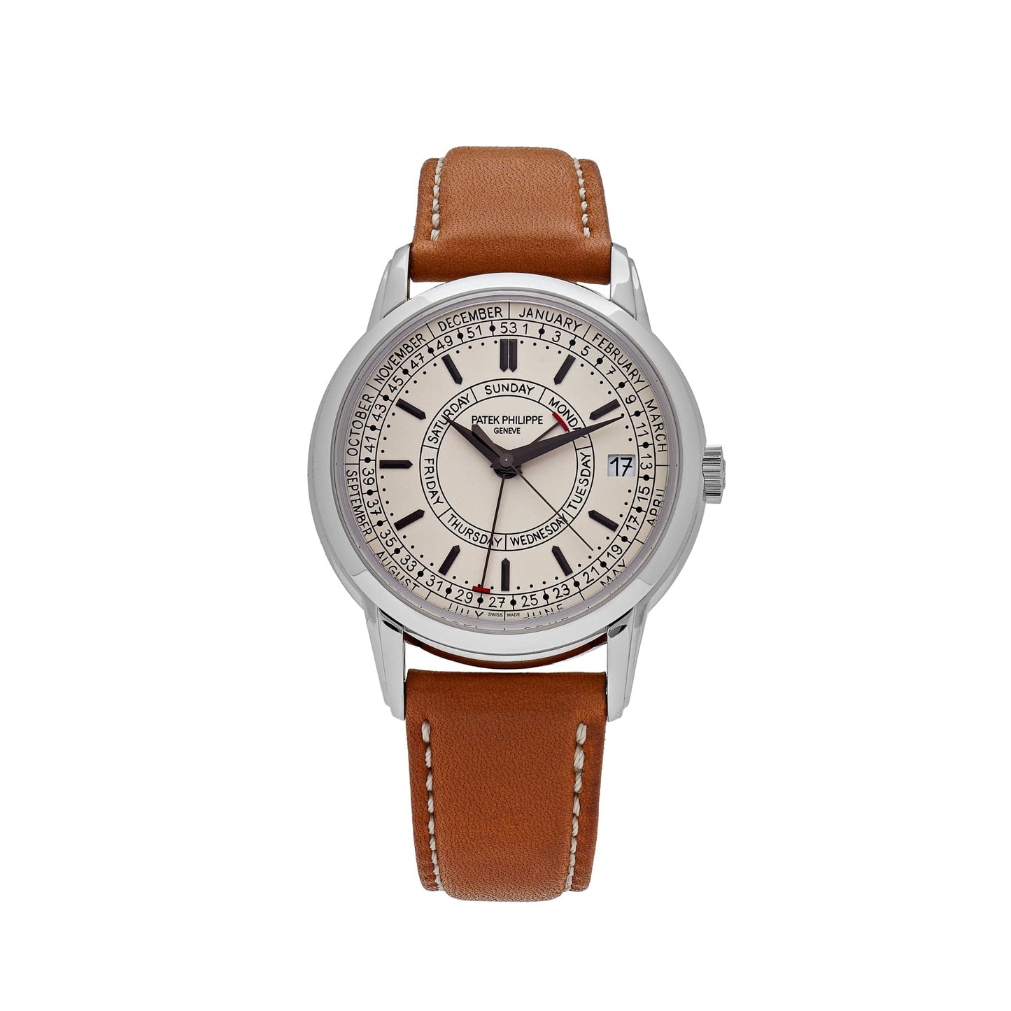 Patek Philippe Complications Calatrava 5212A-001 Weekly Calendar Stainless Steel Silver Opaline Dial