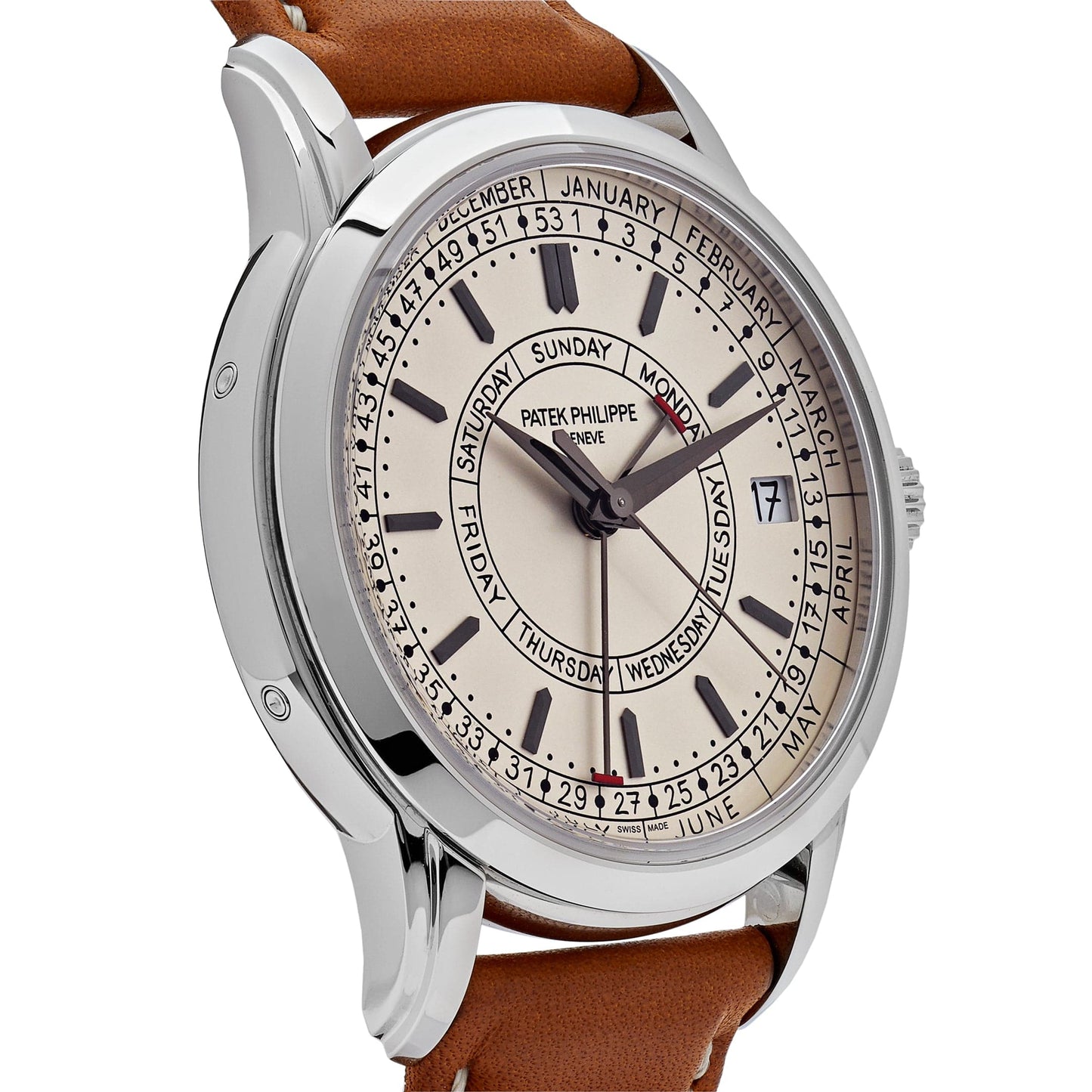 Patek Philippe Complications Calatrava 5212A-001 Weekly Calendar Stainless Steel Silver Opaline Dial