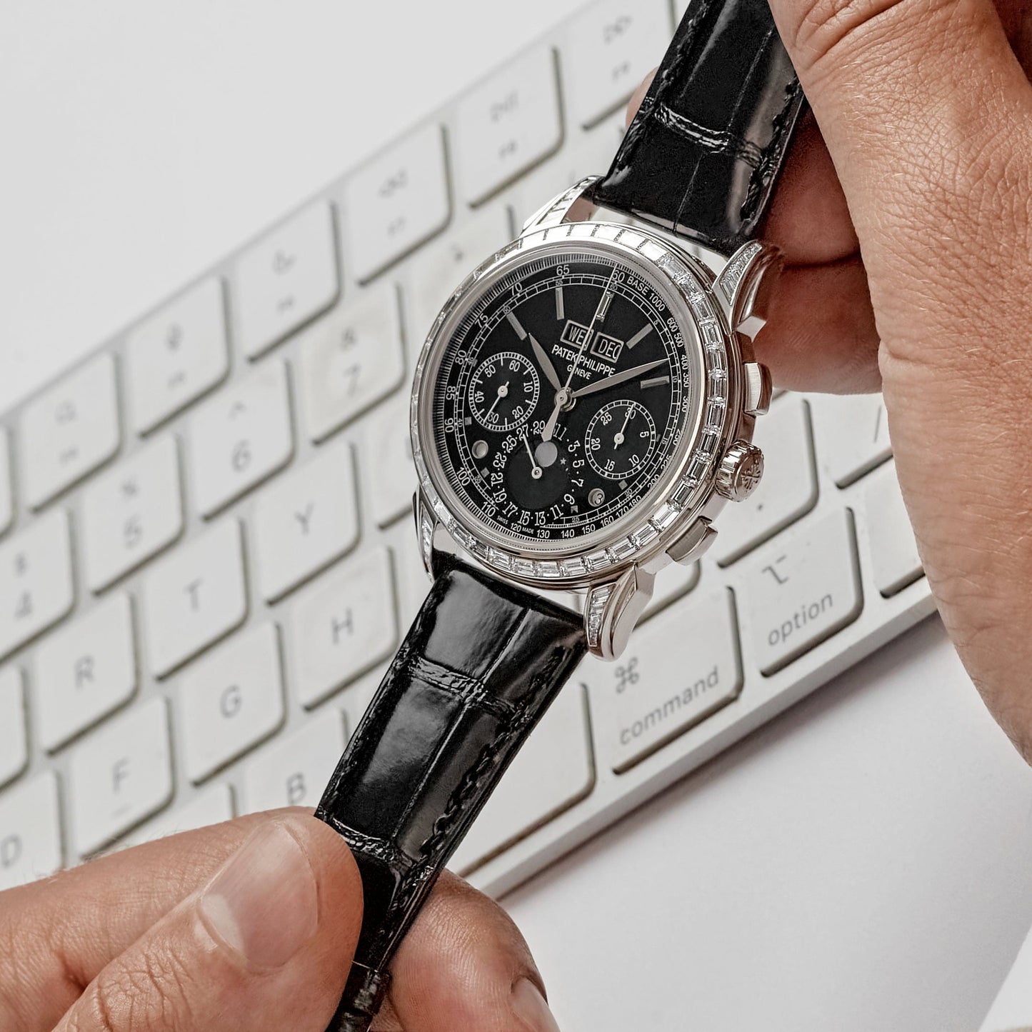 Patek Philippe Grand Complications  5271P-001  Perpetual Calendar Platinum Black Dial Baguette Bezel
