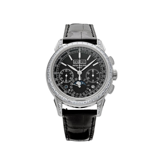 Patek Philippe Grand Complications  5271P-001  Perpetual Calendar Platinum Black Dial Baguette Bezel