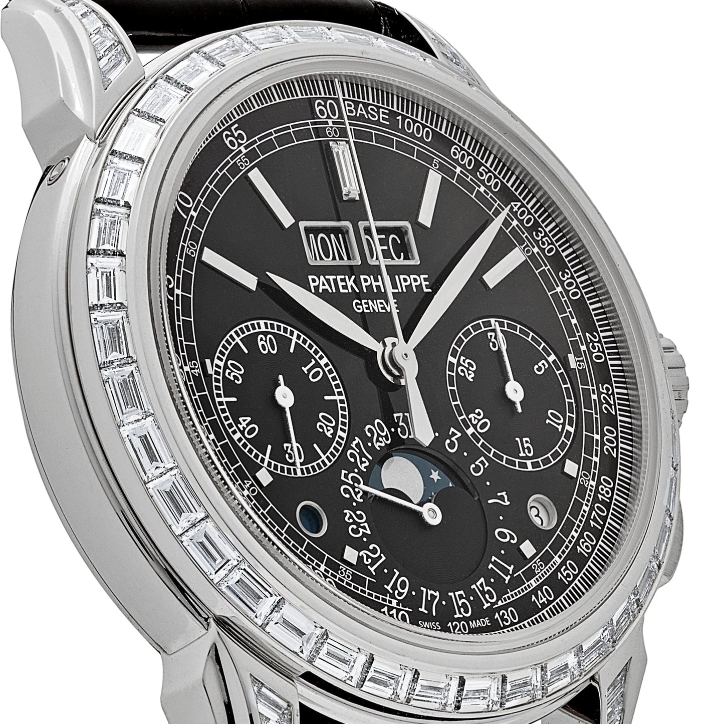 Patek Philippe Grand Complications  5271P-001  Perpetual Calendar Platinum Black Dial Baguette Bezel