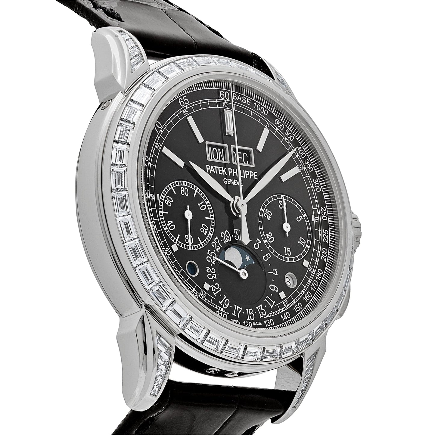 Patek Philippe Grand Complications  5271P-001  Perpetual Calendar Platinum Black Dial Baguette Bezel